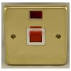 Eurolite Pb45Aswnsw 45Amp Dp Cooker Switch With Neon Single Round Edge Polished Brass Plate Red Rocker White Trim