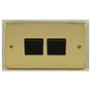 Eurolite Pb4Swb 4 Gang 10Amp 2Way Switch Round Edge Polished Brass Plate Black Rockers