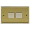 Eurolite Pb4Sww 4 Gang 10Amp 2Way Switch Round Edge Polished Brass Plate White Rockers