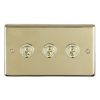 Eurolite Pbt3Sw 3 Gang 10Amp 2Way Toggle Switch Round Edge Polished Brass Plate