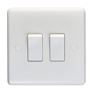 Eurolite Pl3022 Enhance White Plastic 10A 2 Gang 2 Way Switch