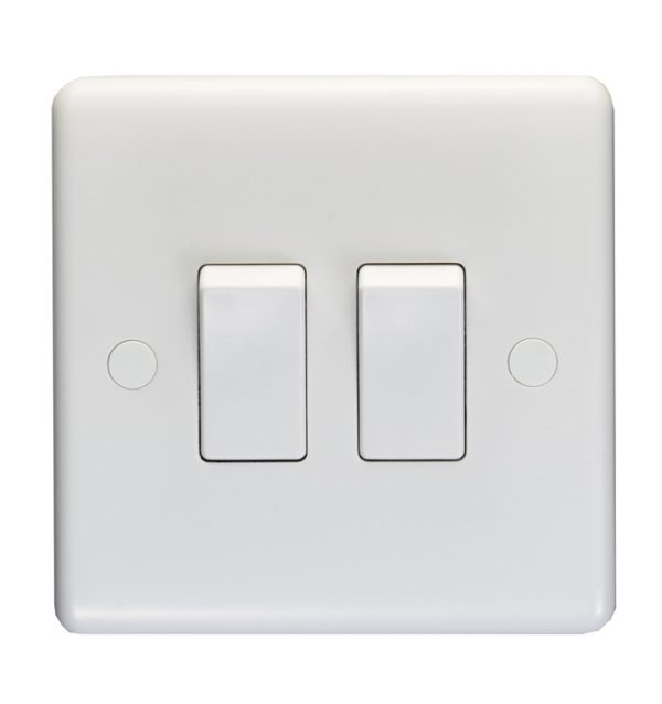 Eurolite Pl3022 Enhance White Plastic 10A 2 Gang 2 Way Switch