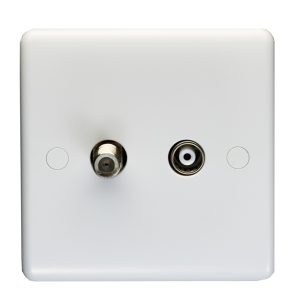 Eurolite Pl4327 Enhance White Plastic Coax Tv And Sat Tv Outlet (Isolated)