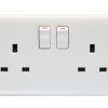 Eurolite Pl4060 Enhance White Plastic 13A 2 Gang Switched Socket Single Pole