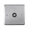 Eurolite Pss1Tvb 1 Gang Tv Coaxial Socket Round Edge Polished Stainless Steel Plate Black Interior