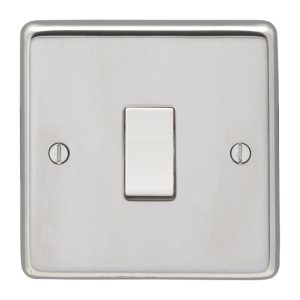 Eurolite Pss20Asww 1 Gang 20Amp Dp Switch Round Edge Polished Stainless Steel Plate White Rocker