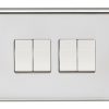 Eurolite Pss4Sww 4 Gang 10Amp 2Way Switch Round Edge Polished Stainless Steel Plate White Rockers