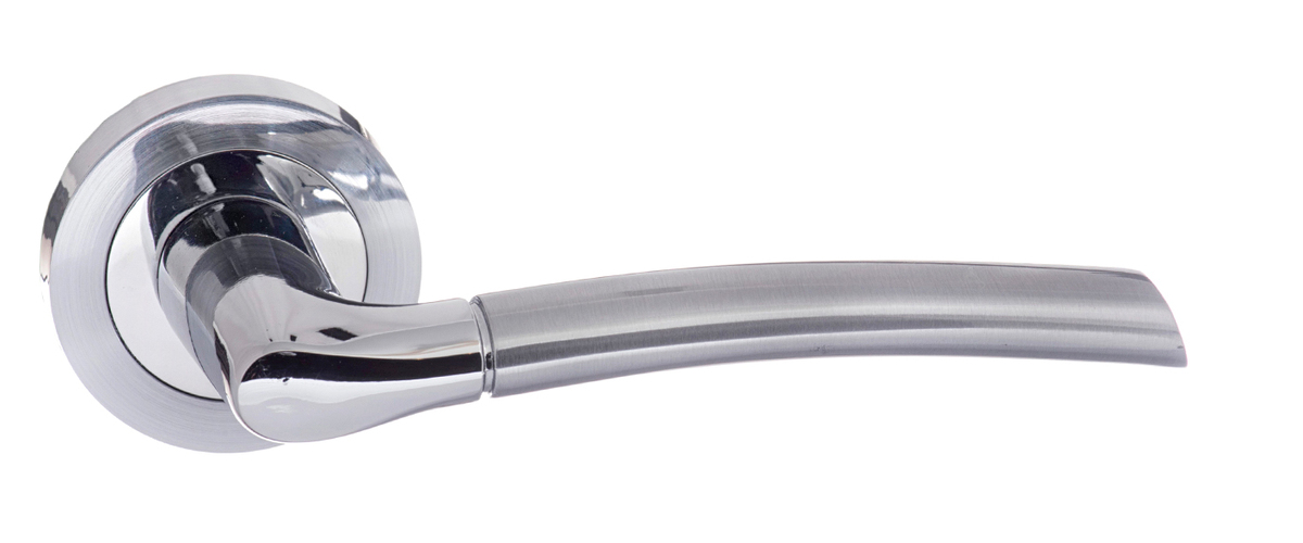 STATUS Indiana Lever on Round Rose - Satin Chrome/Polished Chrome