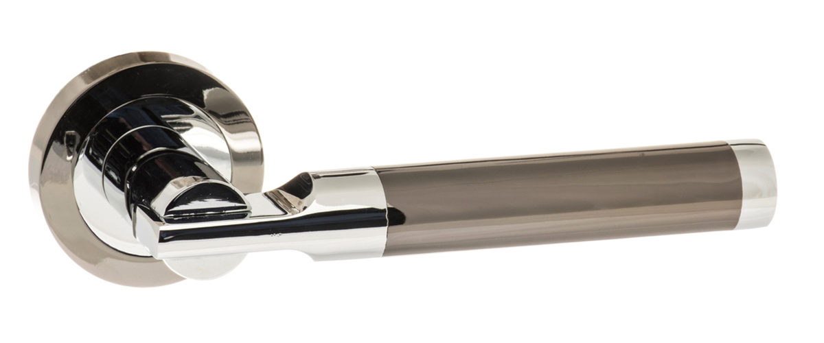 STATUS Dakota Lever on Round Rose - Black Nickel/Polished Chrome