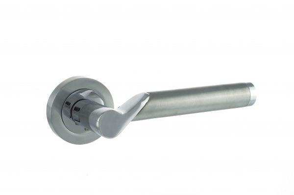 STATUS Hawaii Lever on Round Rose - Satin Chrome/Polished Chrome