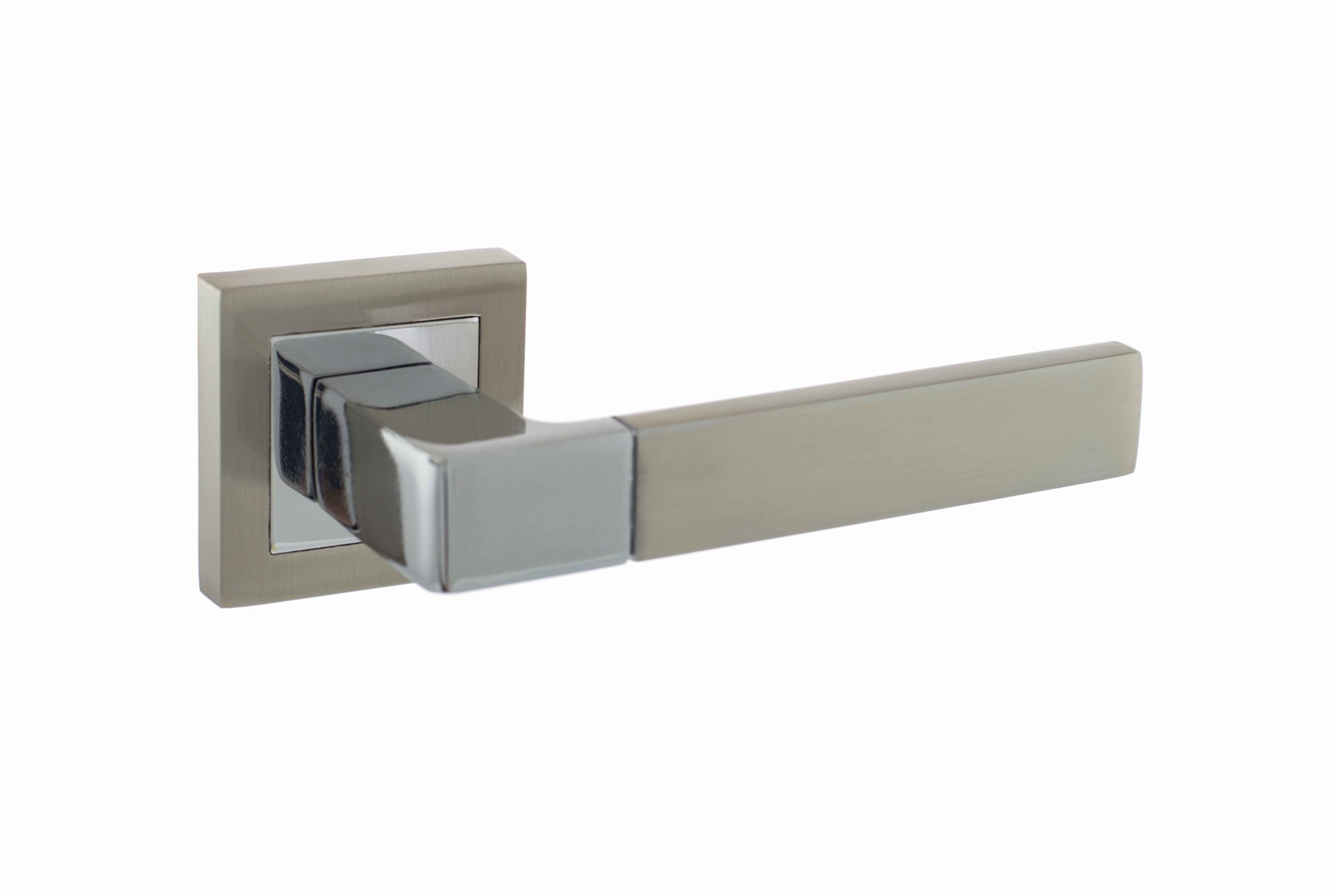 STATUS Montana Designer Lever on S4 Square Rose - Satin Nickel/Polished Chrome