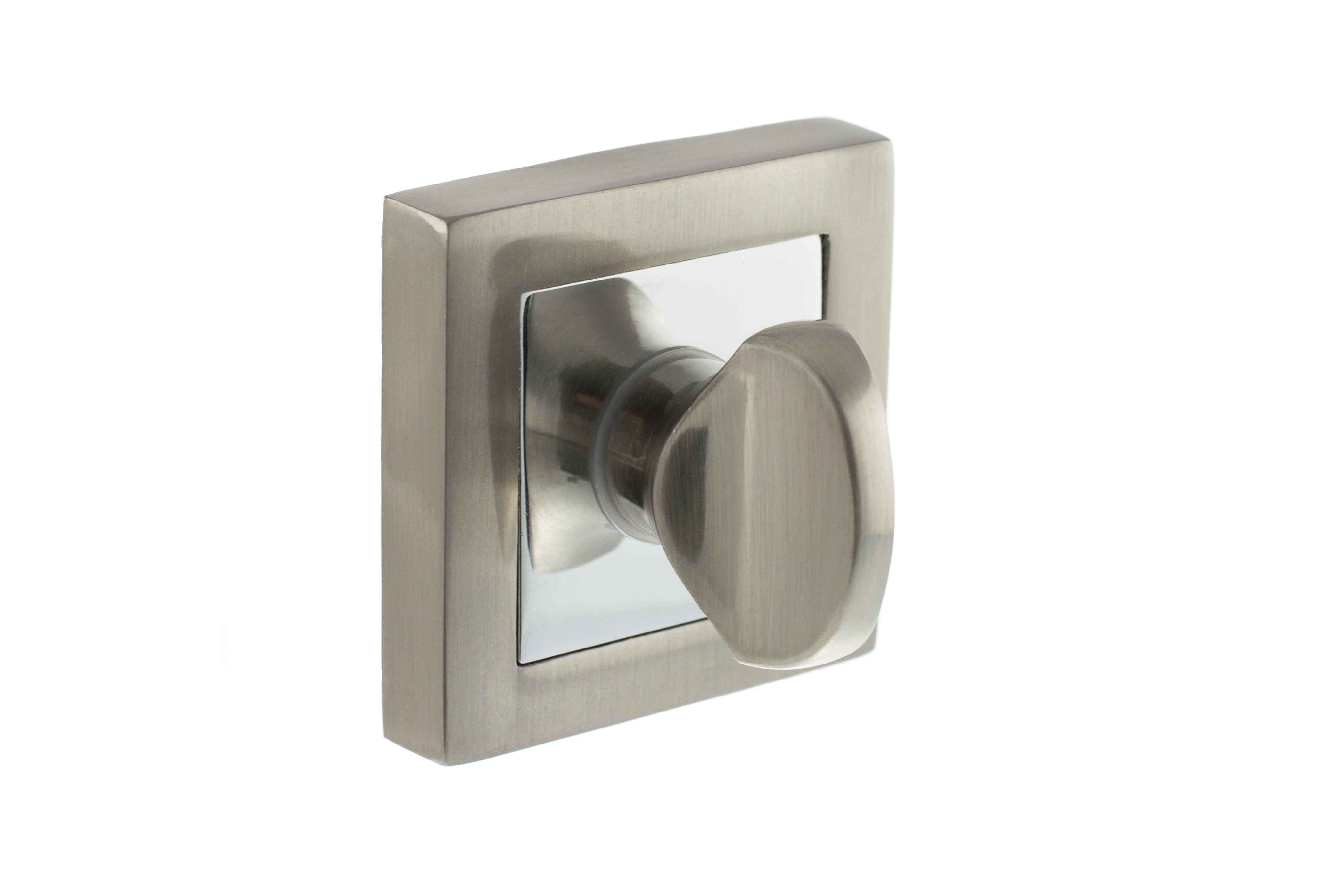 STATUS WC Turn and Release on S4 Square Rose - Satin Nickel/Polished Chrome