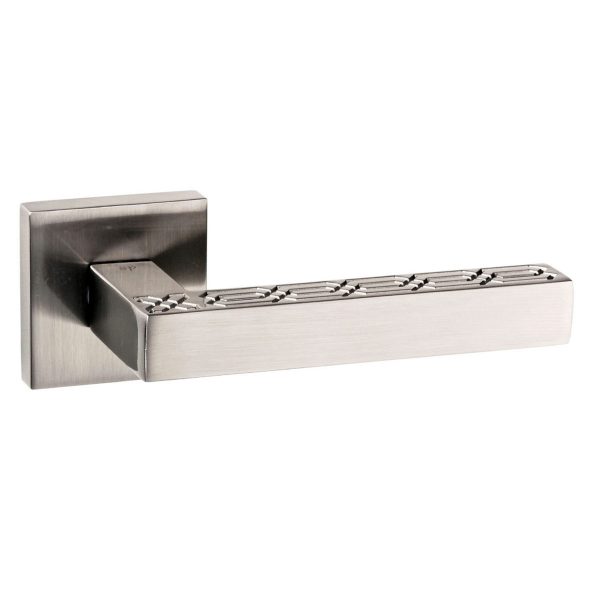 LIMITED EDITION Senza Pari Pizzoni Designer Lever on Flush Square Rose - Satin Nickel SP226SN