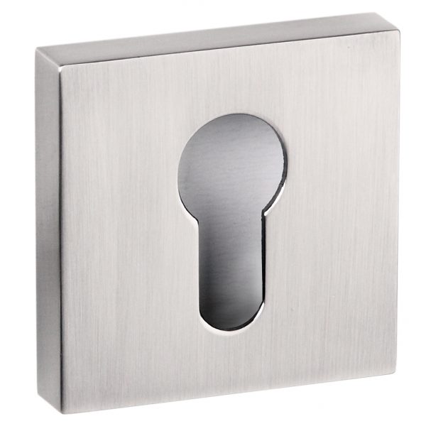 Senza Pari Euro Escutcheon on Flush Square Rose - Satin Nickel