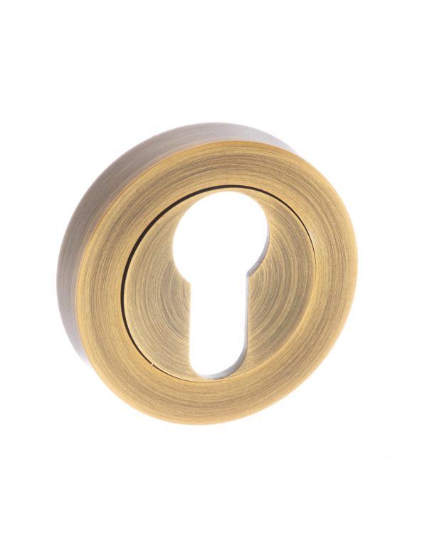 Senza Pari Euro Escutcheon on Round Rose - Weathered Antique Bronze