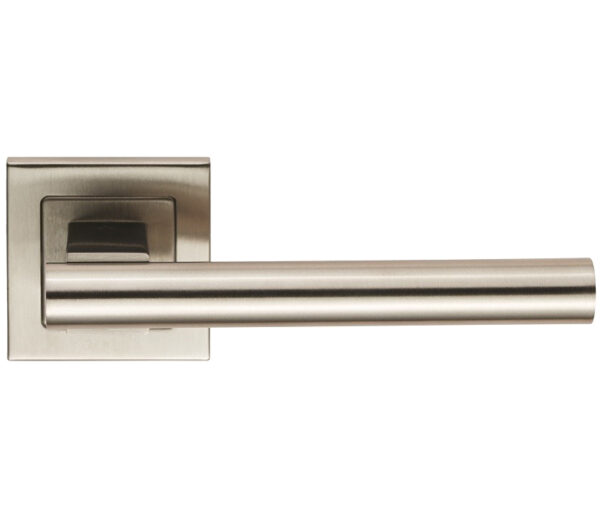 Eurospec Times T-Bar Door Handles On Square Rose - Grade 304 Satin Stainless Steel