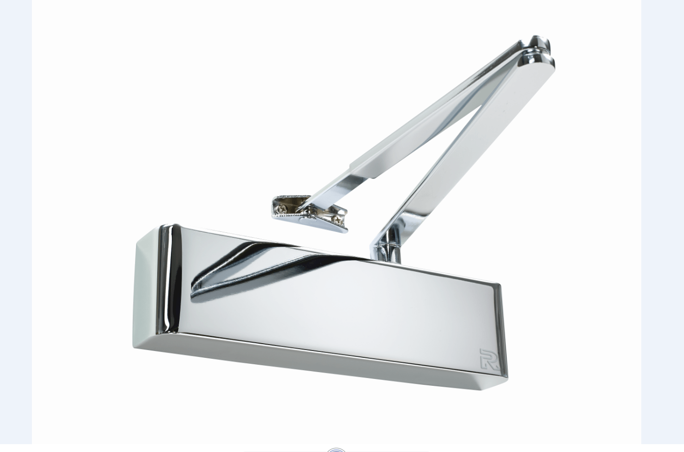 Rutland TS.9205 Door Closer, DABC c/w Semi-Radius Cover, Flatbar Armset Polished Nickel