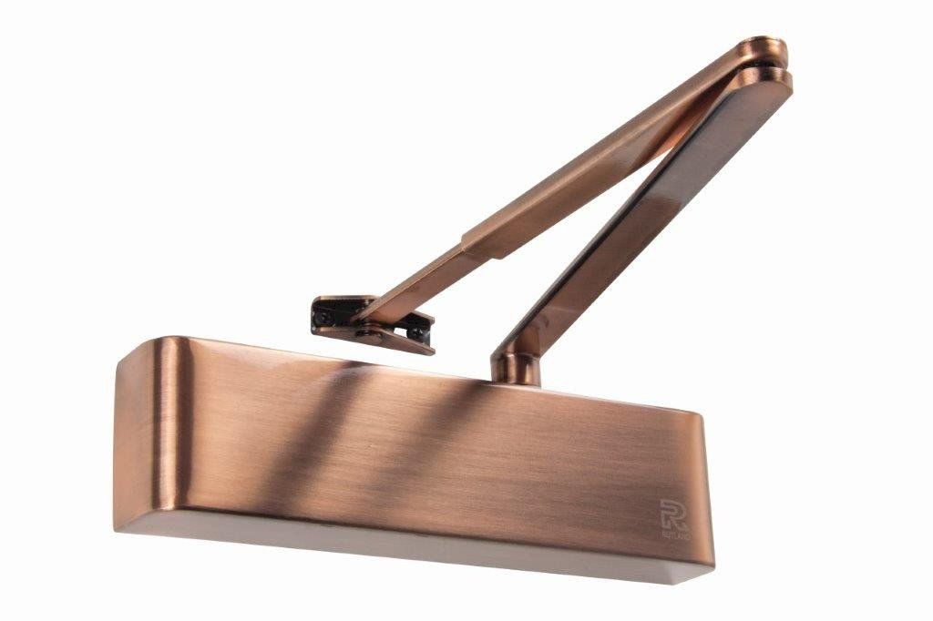 Rutland TS.9205 Door Closer, DABC c/w Semi-Radius Cover, Flatbar Armset Antique Copper