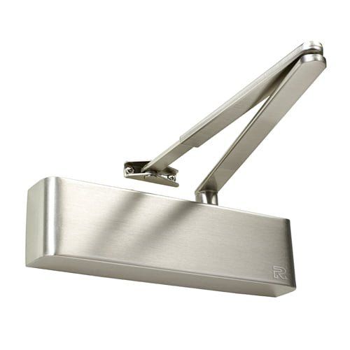 Rutland TS.9205 Door Closer c/w Semi-Radius Cover, Flatbar Armset Satin Nickel