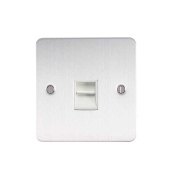 Eurolite Efsss1Slw 1 Gang Slave Telephone Socket Enhance Flat Satin Stainless Steel Plate White Interior