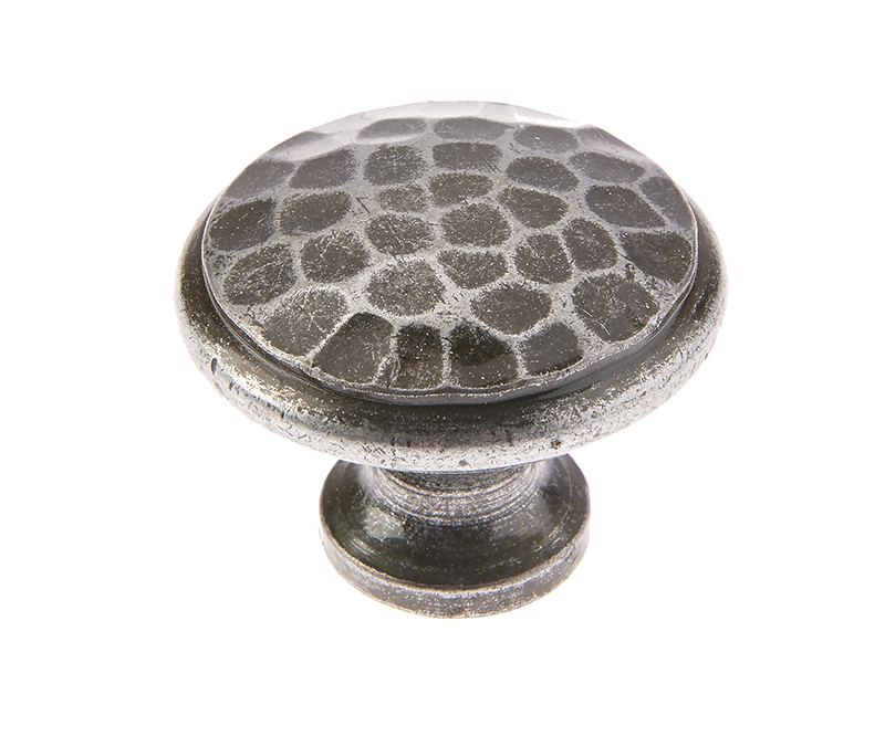 40mm Hammered Cabinet knob Patina pewter finish