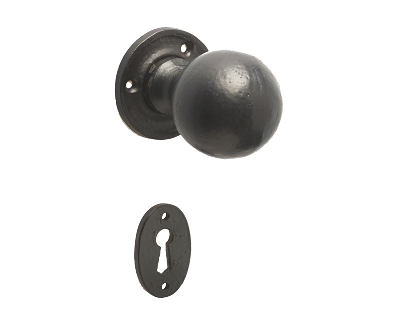 73x53mm Round mortice knob Black finish