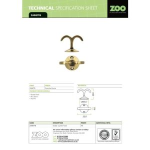 Zoo Hardware ZAB87FB Under Counter Hook Florentine Bronze