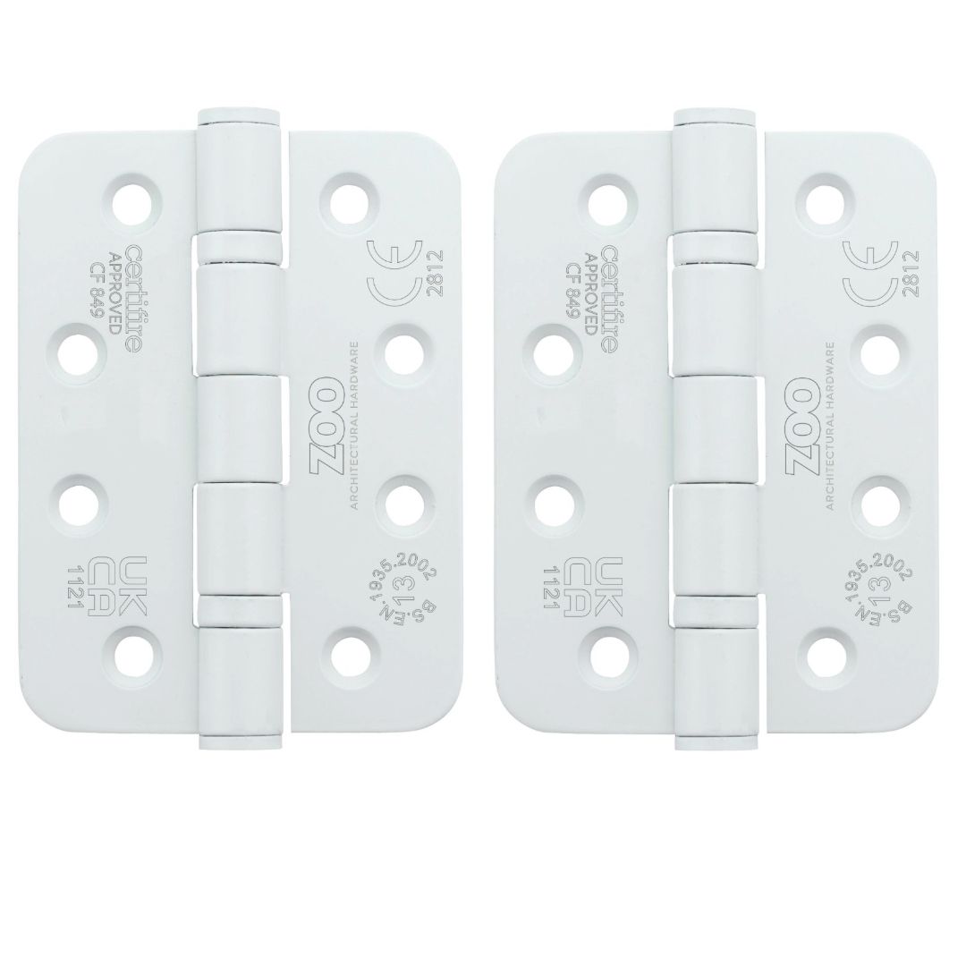 Zoo Hardware ZHSS243R-PCW Grade 13 Hinges - Ball Bearing 102mm x 76mm x 3mm Radius Corner - Matt White