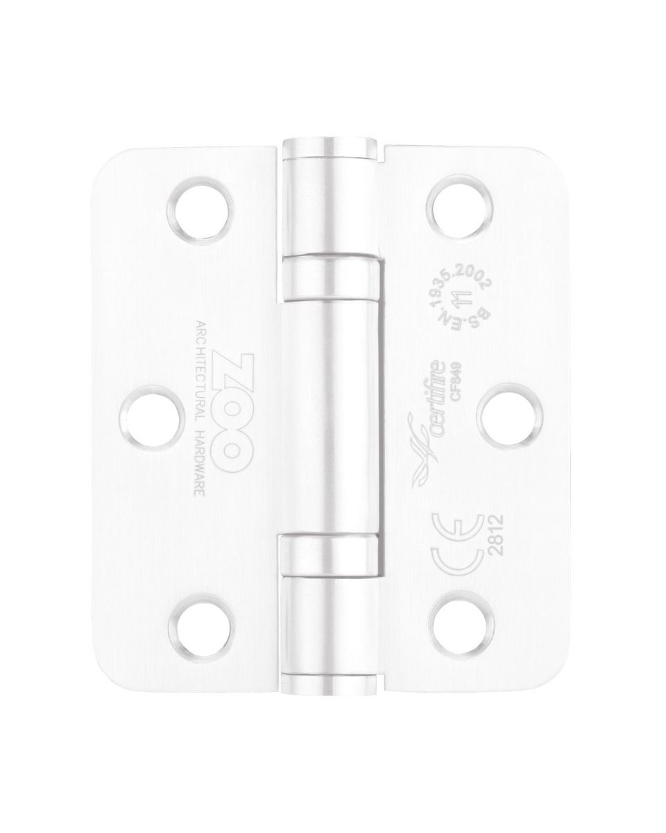 Zoo Hardware ZHSS7667R-PCW Grade 11 Hinges - Ball Bearing 76mm x 67mm x 2.5mm Radius Corner - Powder Coated White