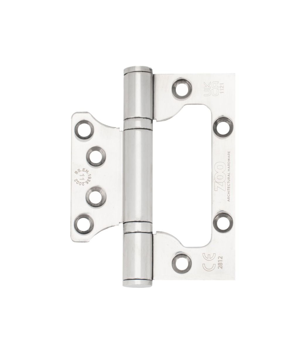 Zoo Hardware Flush / Interleaf Hinge Pair - CE/UKCA - Grade 11 - Satin Stainless Steel ZHSSFH-243S