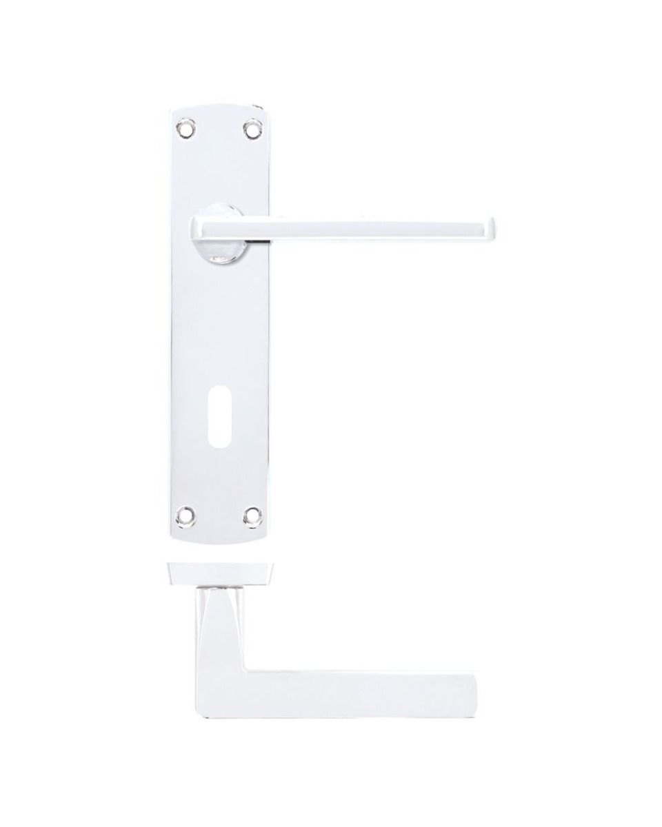 Zoo Hardware ZPA011-CP Leon Door Handle on Lock Backplate Polished Chrome