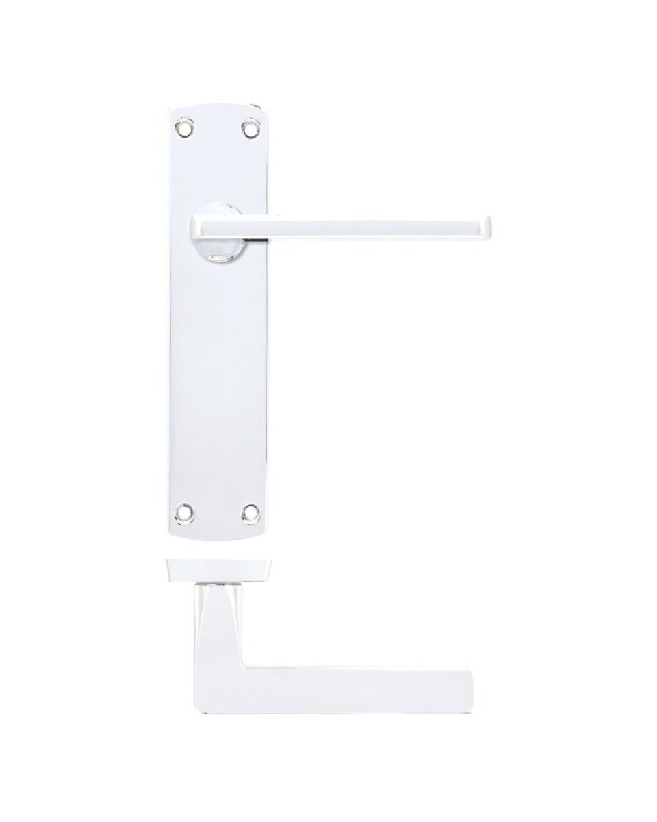 Zoo Hardware ZPA012-CP Leon Door Handle on Latch Backplate Polished Chrome