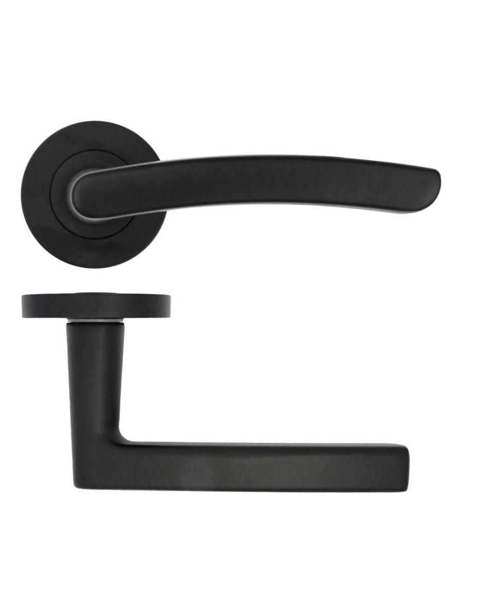 Zoo Hardware ZPA020-MB Santiago Door Handle on Rose Black