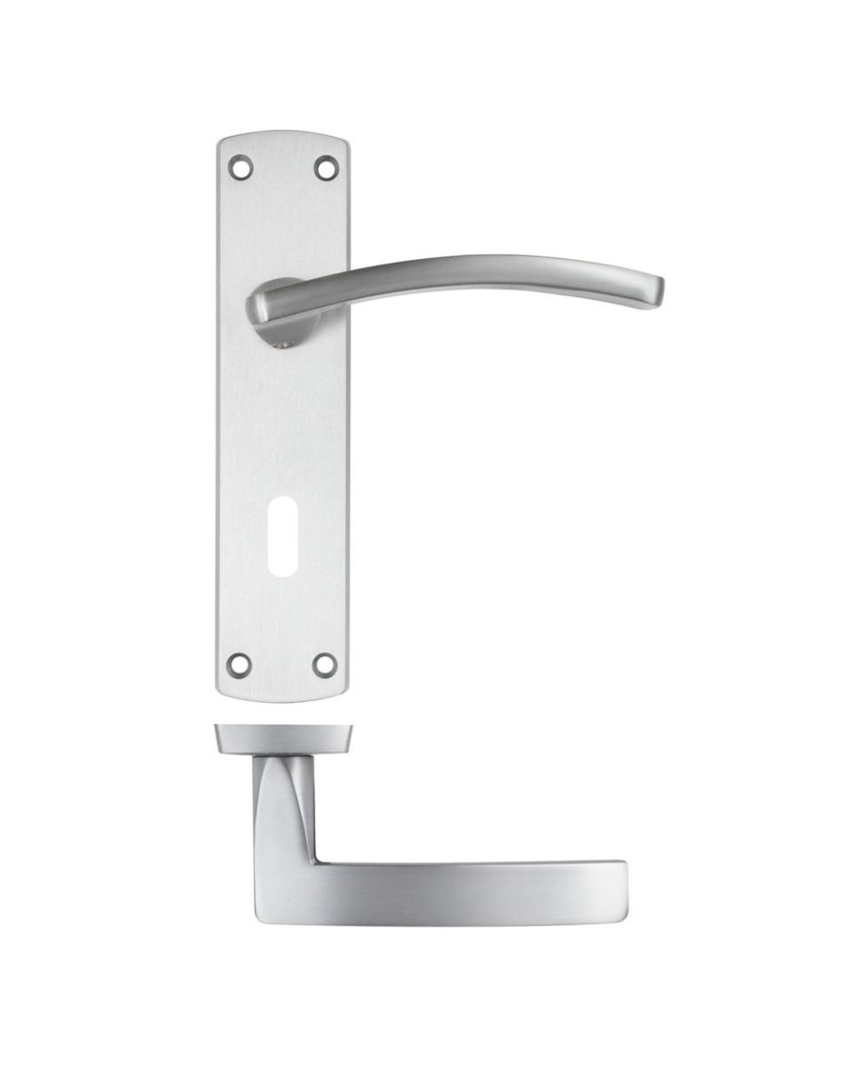 Zoo Hardware ZPA031-SC Toledo Door Handle on Lock Backplate Satin chrome