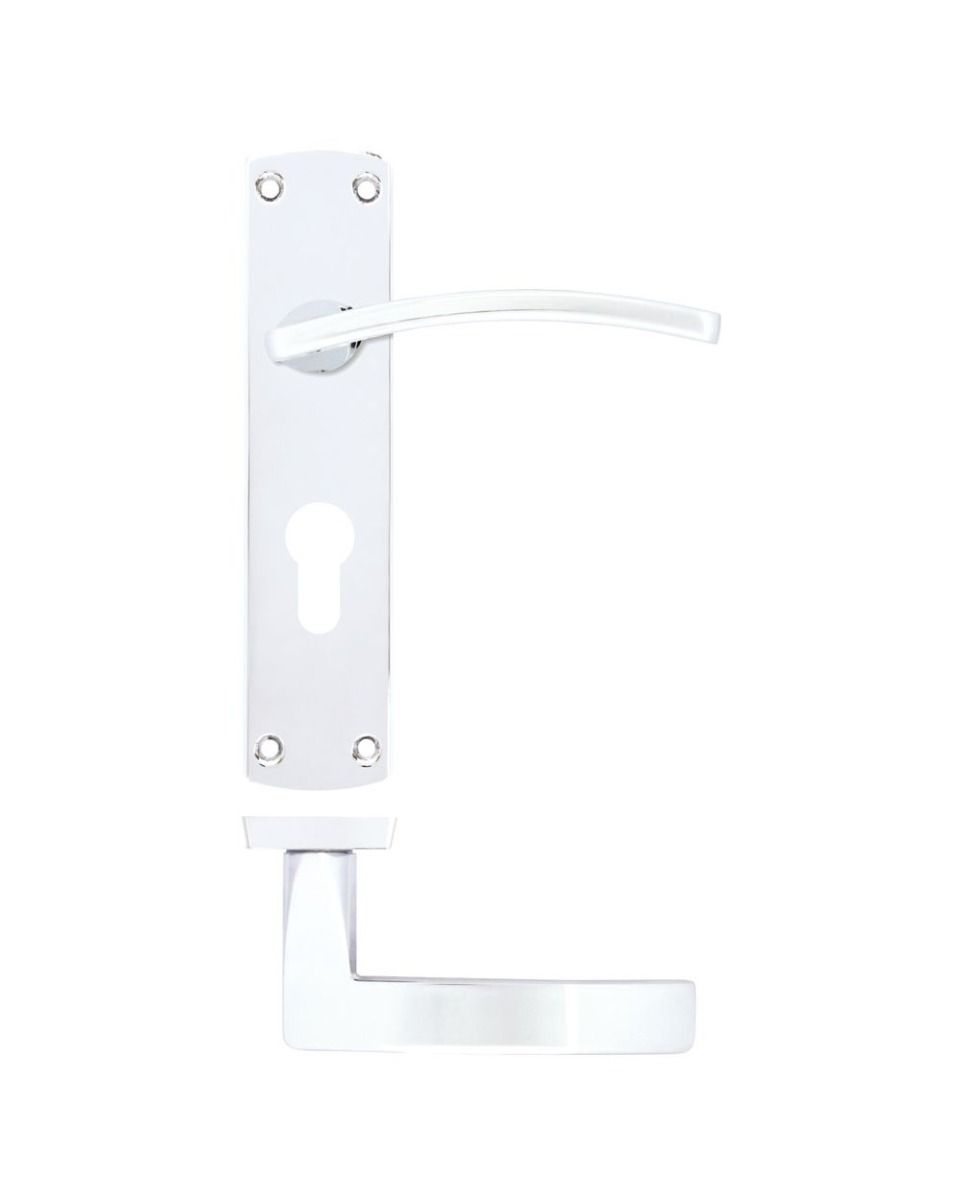 Zoo Hardware ZPA031EP-CP Toledo Door Handle on Euro Backplate Polished Chrome