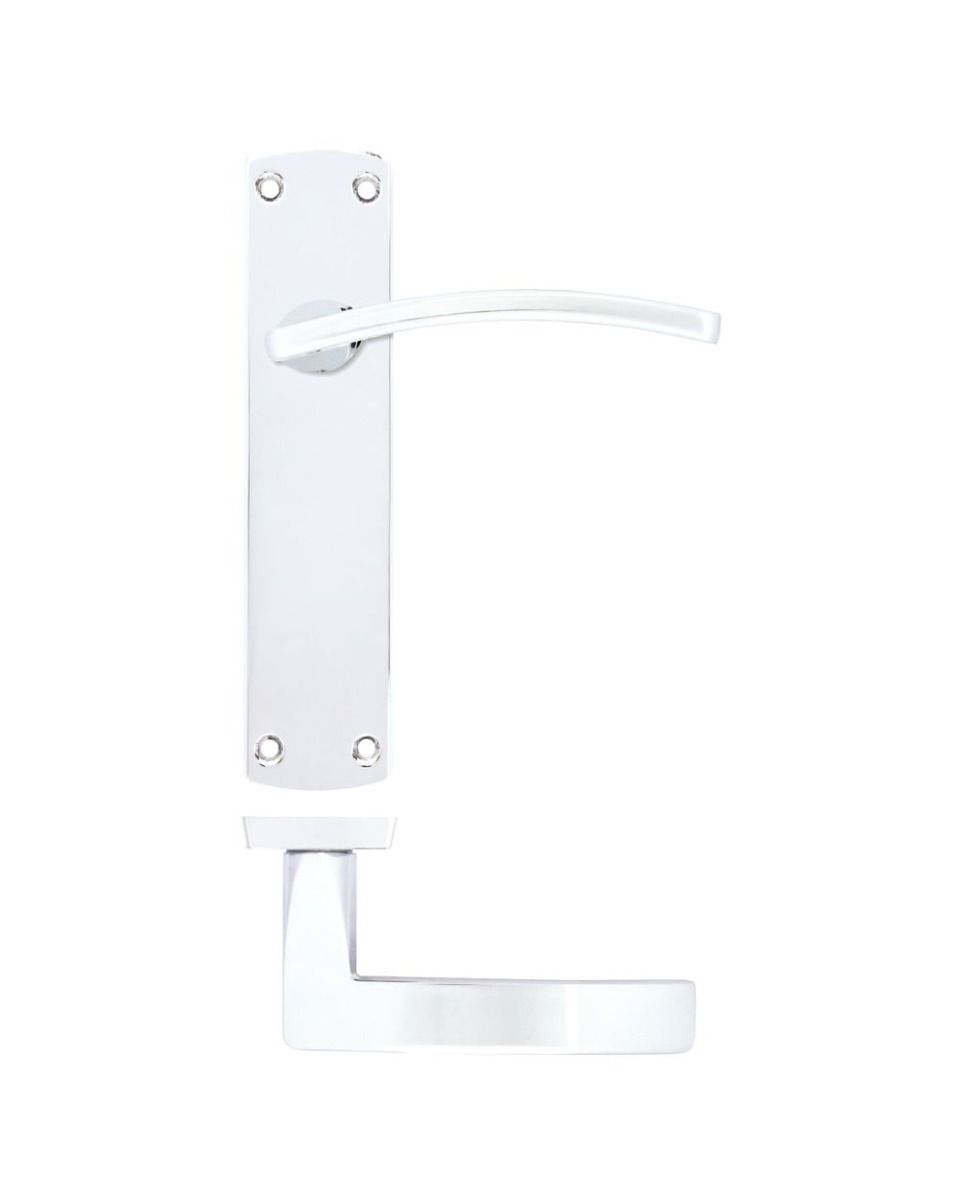 Zoo Hardware ZPA032-CP Toledo Door Handle on Latch Backplate Polished Chrome