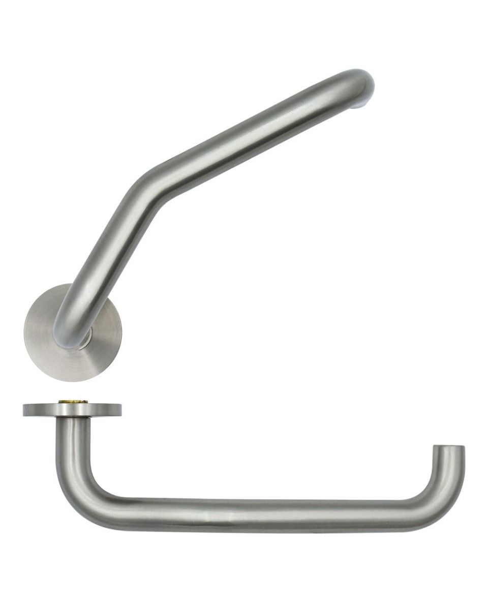 Zoo Hardware ZS-SSHF130-SSS Cranked Return To Door Door Handle on 53mm x 6.5mm Sprung Rose Satin Stainless Steel