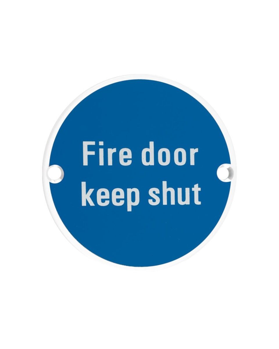 Zoo Hardware ZSS09-PCW Signage - Fire Door Keep Shut - 76mm dia Powder Coated Matt White