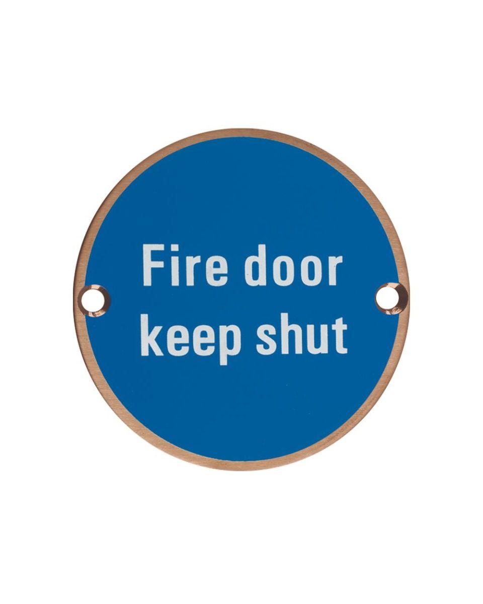 Zoo Hardware ZSS09-PVDBZ Signage - Fire Door Keep Shut - 76mm dia PVD Bronze