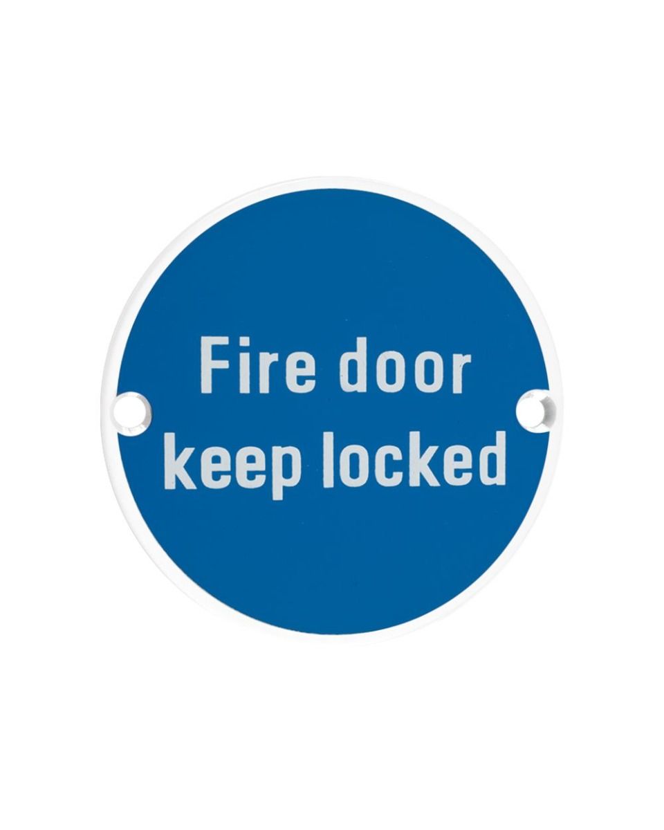 Zoo Hardware ZSS10-PCW Signage - Fire Door Keep Locked - 76mm dia Powder Coated Matt White