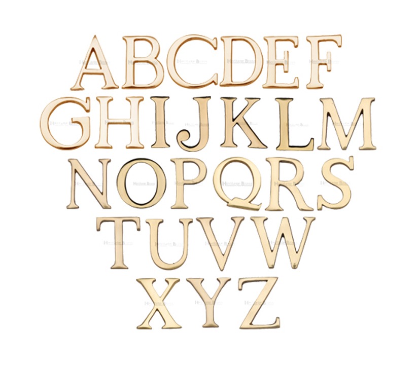 Heritage Brass A-Z Pin Fix Letters (51Mm - 2"), Polished Brass