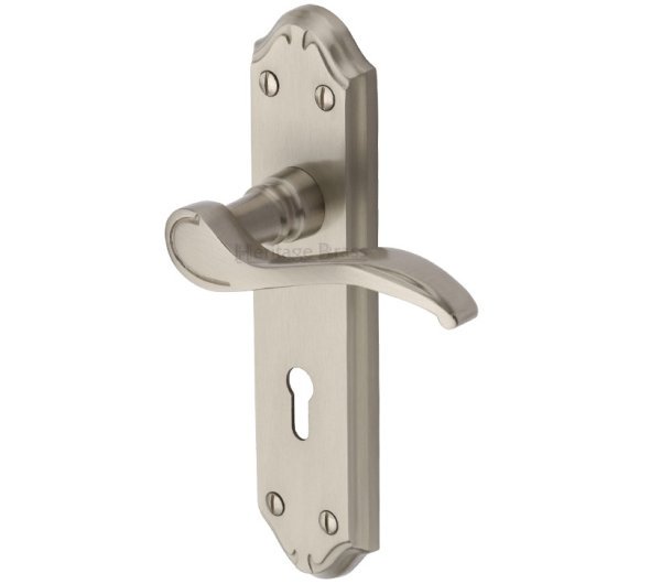 Heritage Brass Verona Satin Nickel Door Handles (Sold In Pairs)