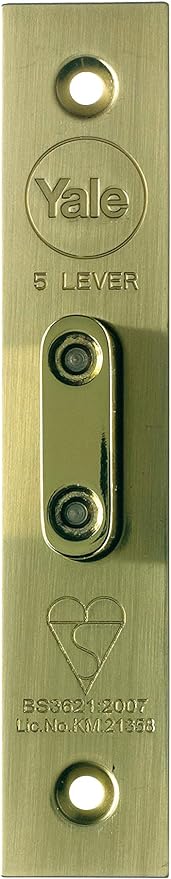 Yale P-M562-PB-67 PM562 British Standard 5 Lever Mortice Deadlock, High Security, Visi Pack, Suitable for External Doors, 2.5 Inch/64 mm, Polished Brass