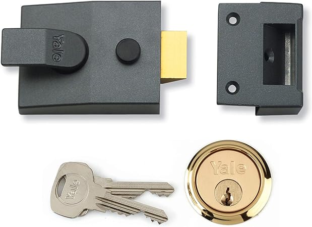 Nightlatch, High Security with Automatic Deadlock, Dark Metallic Gray/Brass