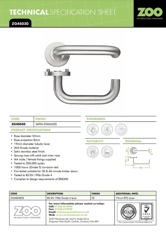 Zoo Hardware Zcs Rtd Lever On Round Rose, Satin Stainless Steel (Sold In Pairs)