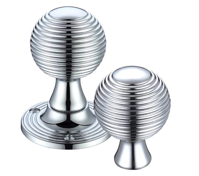 Queen Anne Rim Door Knobs, Polished Chrome - (sold in pairs)