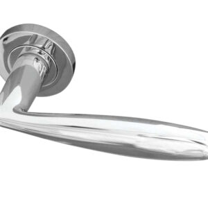 Reguitti Stylo Door Handles On Round Rose, Polished Chrome