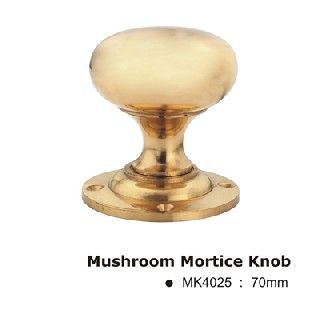 Mushroom Mortice Door Knobs- 56mm- Polished Brass
