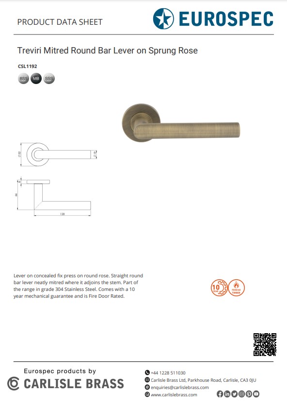 Nera Safety Lever on Sprung Rose Grade 304