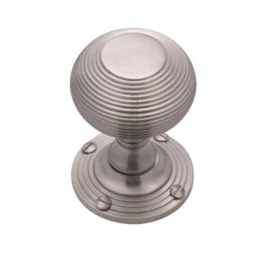 Heritage Brass Reeded Mortice Door Knobs, Satin Chrome (Sold In Pairs)